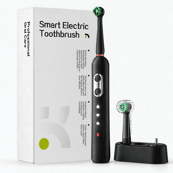 JUUTREN Electric Toothbrush for Adults and Kids，Rechargeable Sonic Toothbrush with 2 Brush Heads,3 Modes and 2-Minute Smart Timer Reminder