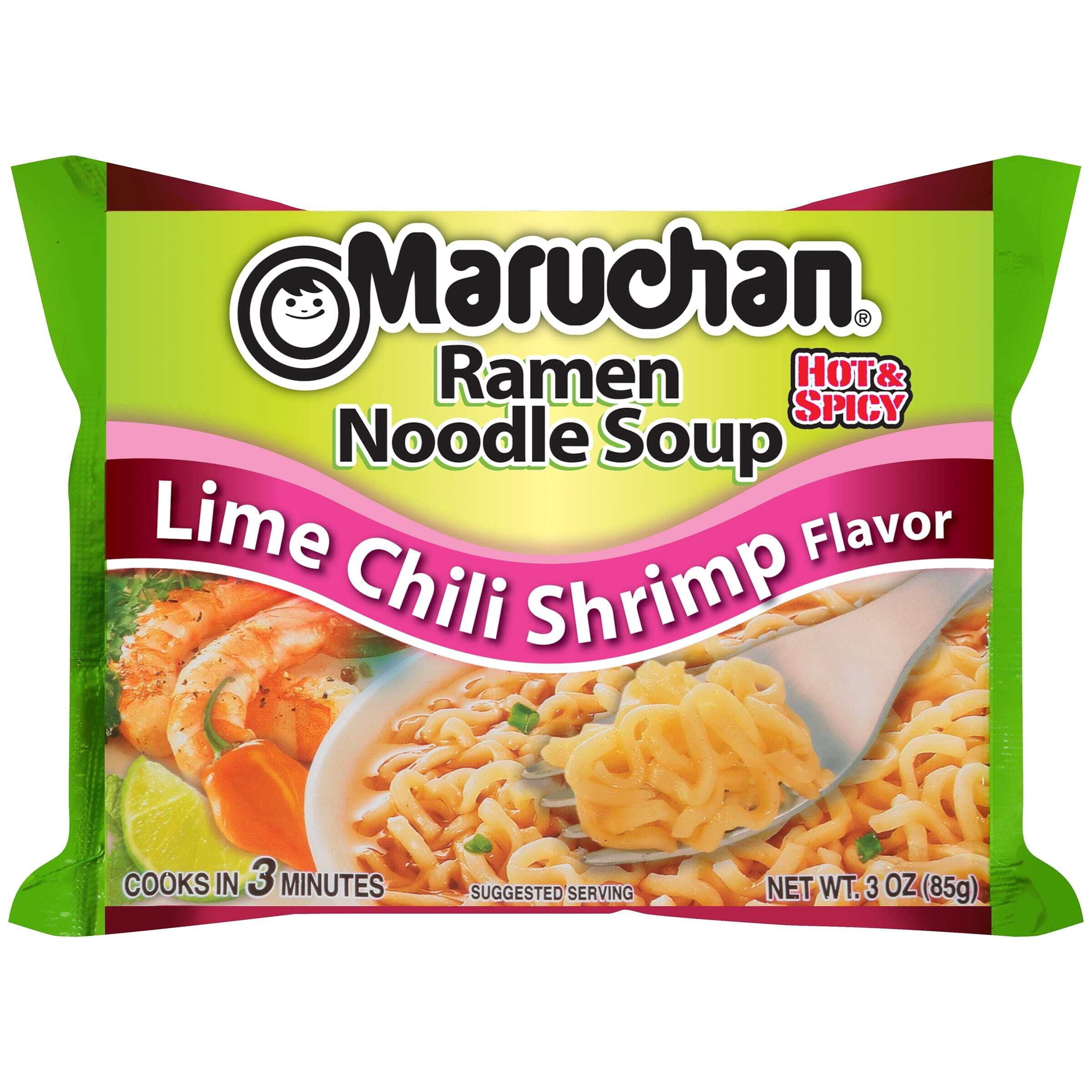 (24 Packs) Maruchan Lime Chili Shrimp Ramen Noodles, 3 oz Packaged soup