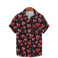 thumbnail image 2 of Tungbrin Valentine's Day Shirt for Men Big and Talls Lapel Short Sleeve Button down Shirts Cute Graphic Printed Tops, 2 of 5