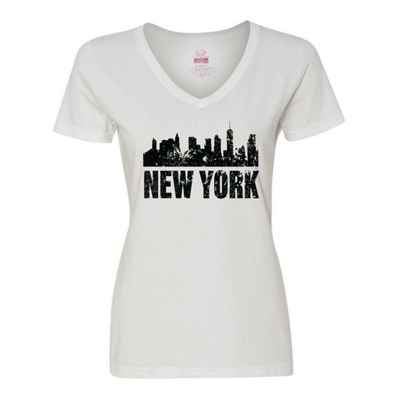 Inktastic New York Skyline Grunge Women's V-Neck T-Shirt