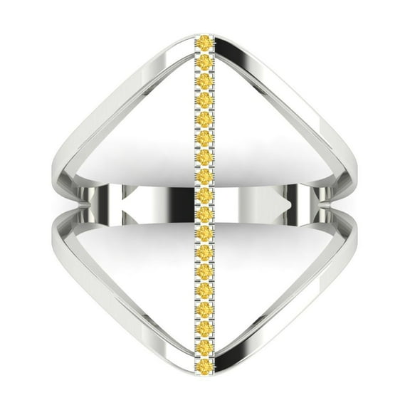 Statement Engagement Ring for Women - 0.09ct Natural Citrine in 14K White Gold Promise Ring