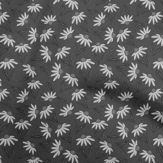 oneOone Cotton Poplin Twill Dark Gray Fabric Floral Craft Projects Decor Fabric Printed By The Yard 56 Inch Wide