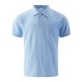 thumbnail image 2 of Linen Polo Shirts for Men Short Sleeve Breathable Casual Solid Color Pocket Top Lightweight Summer Tee Mens Golf Shirt Sky Blue M, 2 of 4