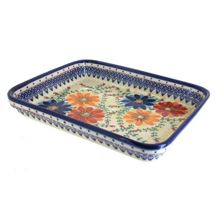 

Blue Rose Polish Pottery Autumn Burst Large Rectangular Baker