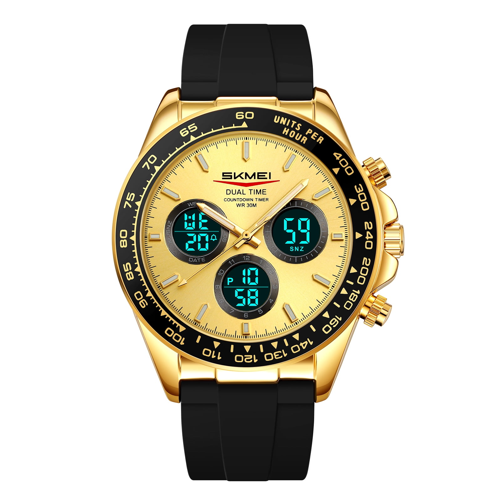 SKMEI Mens Digital Watch Sports Military Waterproof Wristwatch Outdoor Chronograph Watches for Men Backlight Alarm Business Watch,Silicone Watch Band