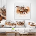 thumbnail image 4 of Designart Cute Brown Cat Watercolor Sketch - Animal Throw Pillow - 12x20, 4 of 5