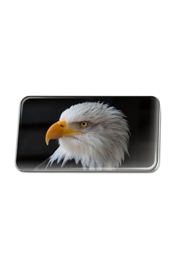 Stoic Bald Eagle Metal Rectangle Lapel Hat Pin Tie Tack Pinback