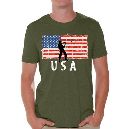 Awkward Styles Fishing USA Men Shirt Gifts for Men Retro USA T shirt for Men Fishing Gifts Pro America Men Tshirt 4th of July Gifts 4th of July T-shirt for Men Proud American Patriotic Men