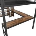 thumbnail image 4 of Queen Size Loft Bed Frame Charging Station and L-shaped Desk, Metal Loft Bed with Small Wardrobe and Adjustable Shelf, High Loft Bed with LED for Teens Adults, Mattress Not Included, Wood-grain+Black, 4 of 8