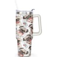 thumbnail image 2 of Pug Dog Gift for Men Women, Dog Lovers Birthday Gifts, 40oz Stainless Steel Tumbler Cup with Handl,Straw, Insulated Travel Coffee Mug, 2 of 6