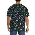 thumbnail image 5 of Naloa Mardi Gras Strings of Beads Men's Loose Fit Cuban Collar Short-Sleeve Shirt with Button-down and Chest Pocket for Everyday Wear Outings - Medium, 5 of 7
