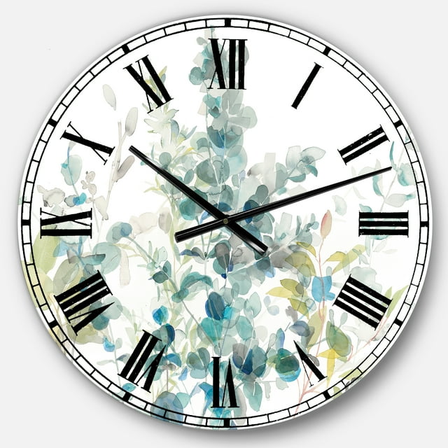 DesignArt Élément Naturel Eucalyptus Grande Horloge Murale