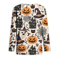 thumbnail image 5 of Halloween Printed Tops for Women V Neck Quarter Button Long Sleeve Trendy Festival Party Top Multicolor 09 M, 5 of 5