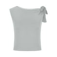 thumbnail image 5 of Kaemgyyd Summer Tops for Women Trendy Bow Tie Shoulder Going out Tank Shirt Soft Solid Color Sleeveless Streetwear, 5 of 7