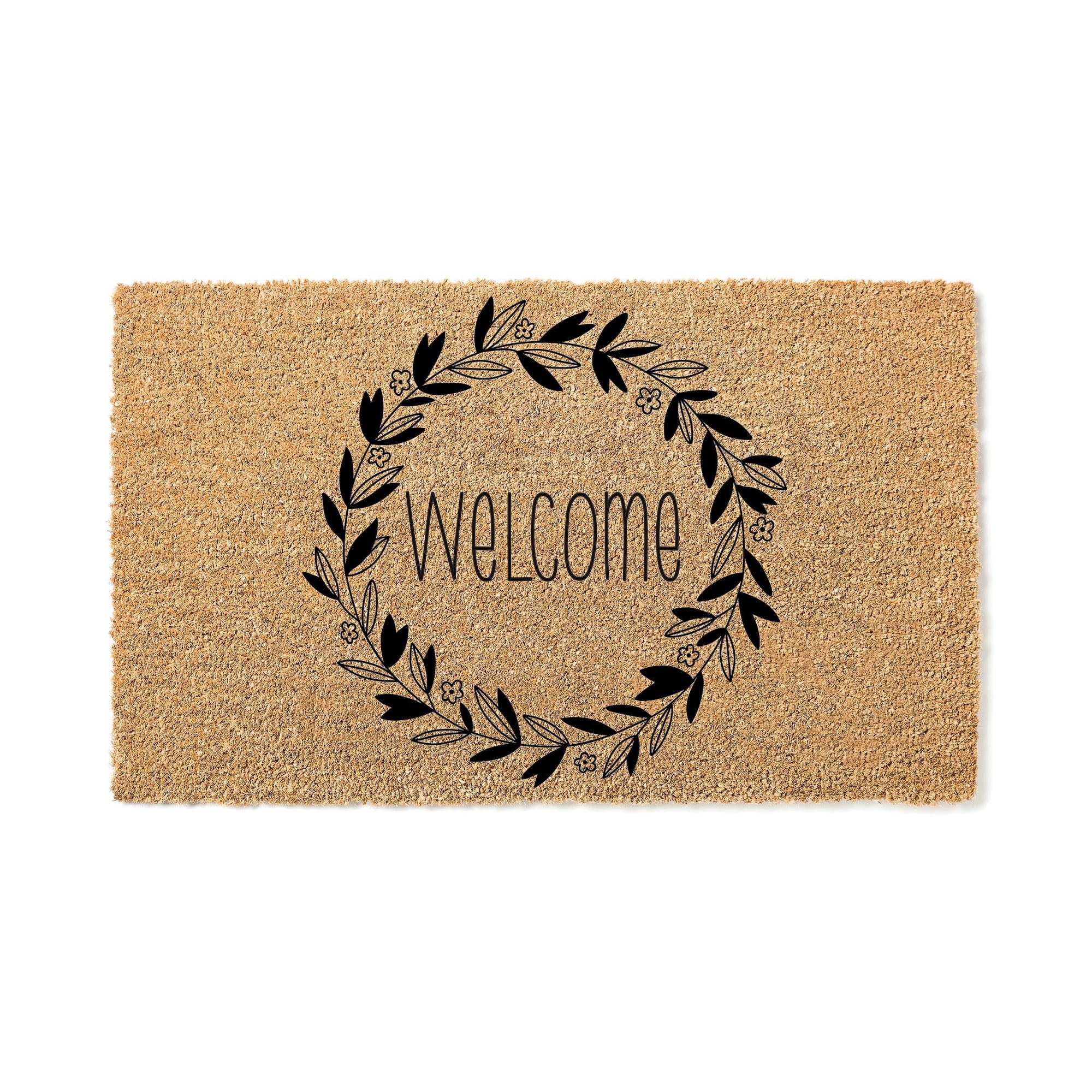 Floral Wreath Welcome Door Mat | Red Flower Theme Doormat | Spring Decor | Housewarming Gift | Front Door Mat | Closing Gift From Realtor