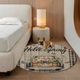 thumbnail image 2 of Spring Flower Round Area Rug 5Ft Washable Circle Rugs for Living Room Bedroom, Farmhouse Vintage Truck Black Plaid Wood Grain Non-Slip Carpet Floor Mats Indoor Outdoor Carpet Runner Home Decor, 2 of 8