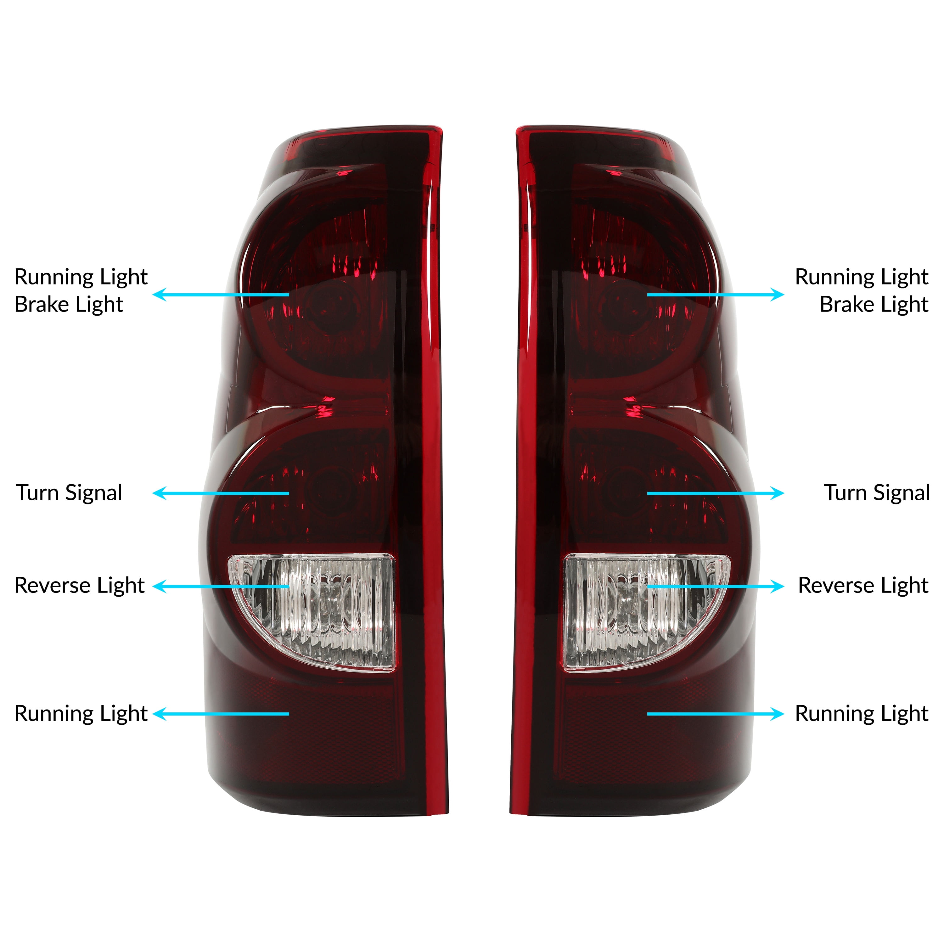 Kojem Tail Lights Pair for 2003-2007 Chevy Silverado 1500 2500 3500 Pickup Rear Tail Lamp Dark Red Lens + Chrome Housing Set