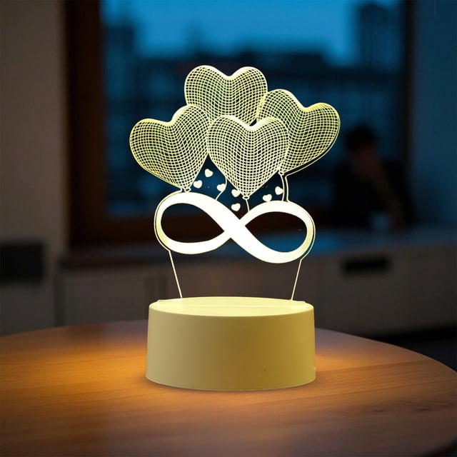 Luz nocturna LED creativa | Lámpara de escritorio acrílica con alimentación USB | Decoración de dormitorio en blanco cálido | Luz portátil para decorar habitaciones | Regalo de cumpleaños para
