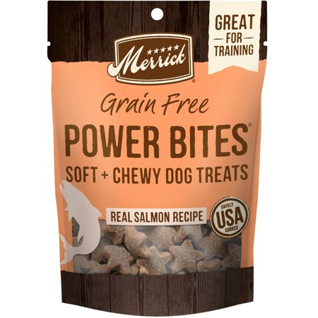 UPC: 0022808785255 | Merrick Power Bites Natural Soft And Chewy Real Meat Dog Treats Grain Free Snack With Real Salmon Recipe 6 oz. Bag