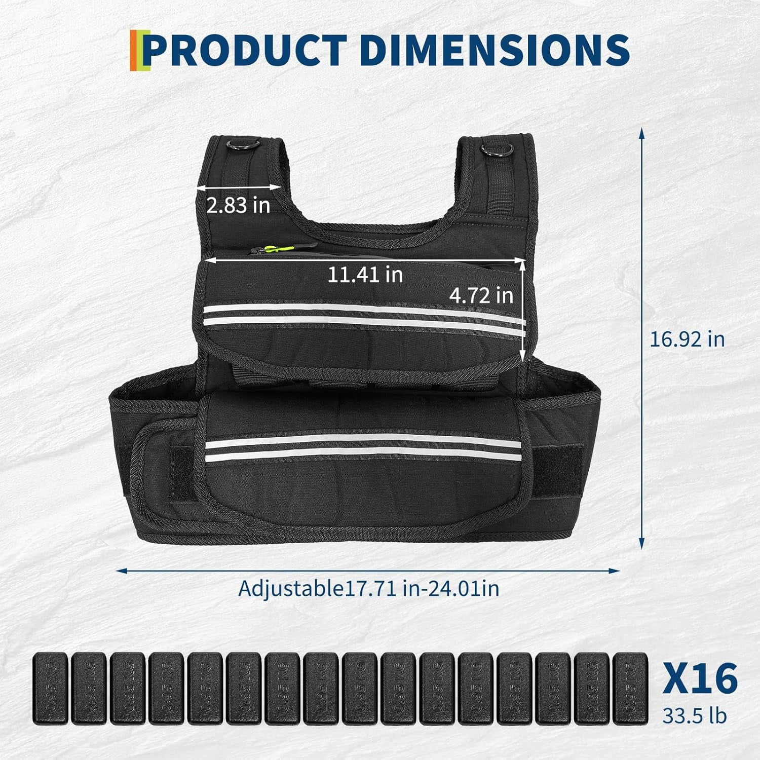 Acekid Adjustable Weighted Vest for Men 25-45 LBS, for Running & Rucking with Pockets, Black