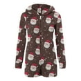 thumbnail image 6 of Frostluinai Women's Christmas Pajamas Onesies Long Sleeve Zipper Hooded Jumpsuit Shorts Warm Fuzzy Fleece Xmas Print Sleepwear Loungewear, 6 of 8