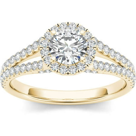 Imperial 1 Carat T.W. Diamond Split Shank Single Halo Engagement Ring in 14kt Yellow Gold