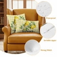 thumbnail image 6 of Pack of 2 Yellow Lemon Outdoor Pillow Covers Decorative, Waterproof Pillow Protector, Summer Farmhouse Fruits Birds Leaves Plaid Throw Pillowcases Accent Cushion Cases for Patio Couch Sofa 18"x18", 6 of 8