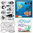 thumbnail image 1 of Sello de silicona transparente de pez payaso de verano, conchas de metal, troqueles de corte, peces, agua, hierba, pintura, plantillas para manualidades, 1 of 7