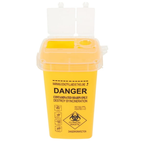 BESTONZON Compact Yellow Sharps Disposal Container 0.26 Gallon PP Plastic Needle Waste Box