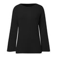 thumbnail image 4 of MIXUE Boho Tops For Women Summer Mesh Solid Color Round Neck Long Sleeve Loose Fit Casual Pullover Shirts For Women T-shirts Streetwear,Black,S, 4 of 5