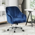 thumbnail image 2 of Noble House Channeled Glam Velvet Home Office Swivel Chair in Navy Blue, 2 of 10