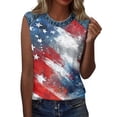 thumbnail image 5 of Tank Tops for Women Patriotic Print Round Neck Sleeveless Shirts Casual Loose Fit Trendy Star Stripe Camisole Blouse Watermelon Red 3XL, 5 of 6