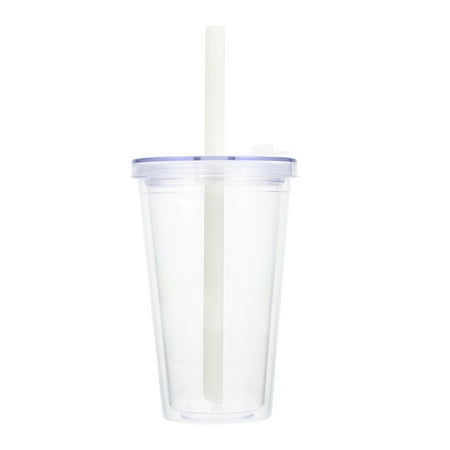 

BESTONZON 1 Set Double Layered Cup Thickened Cold Drink Cup Reusable Boba Tea Cup with Straw