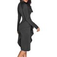 thumbnail image 3 of Women Bodycon Wrap Work Dress for Women Formal Cocktail Party Long Sleeve Mock Neck Pencil Midi Dresses, 3 of 6
