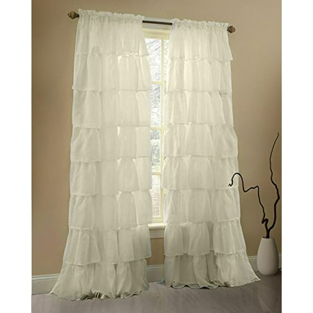 Gee Di Moda Cream Ruffle Curtains Gypsy Lace Curtains For Bedroom Curtains For Living Room Cream 60x96 Inch Ruffled Curtains For Kids Room Shabby
