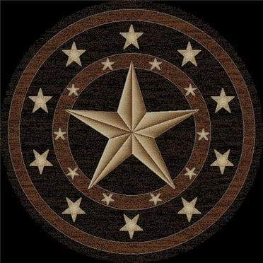 Mayberry Rug HS3683 8RD 7 ft. 10 in. x 7 ft. 10 in. Round Hearthside Western Star Ebony Area Rug