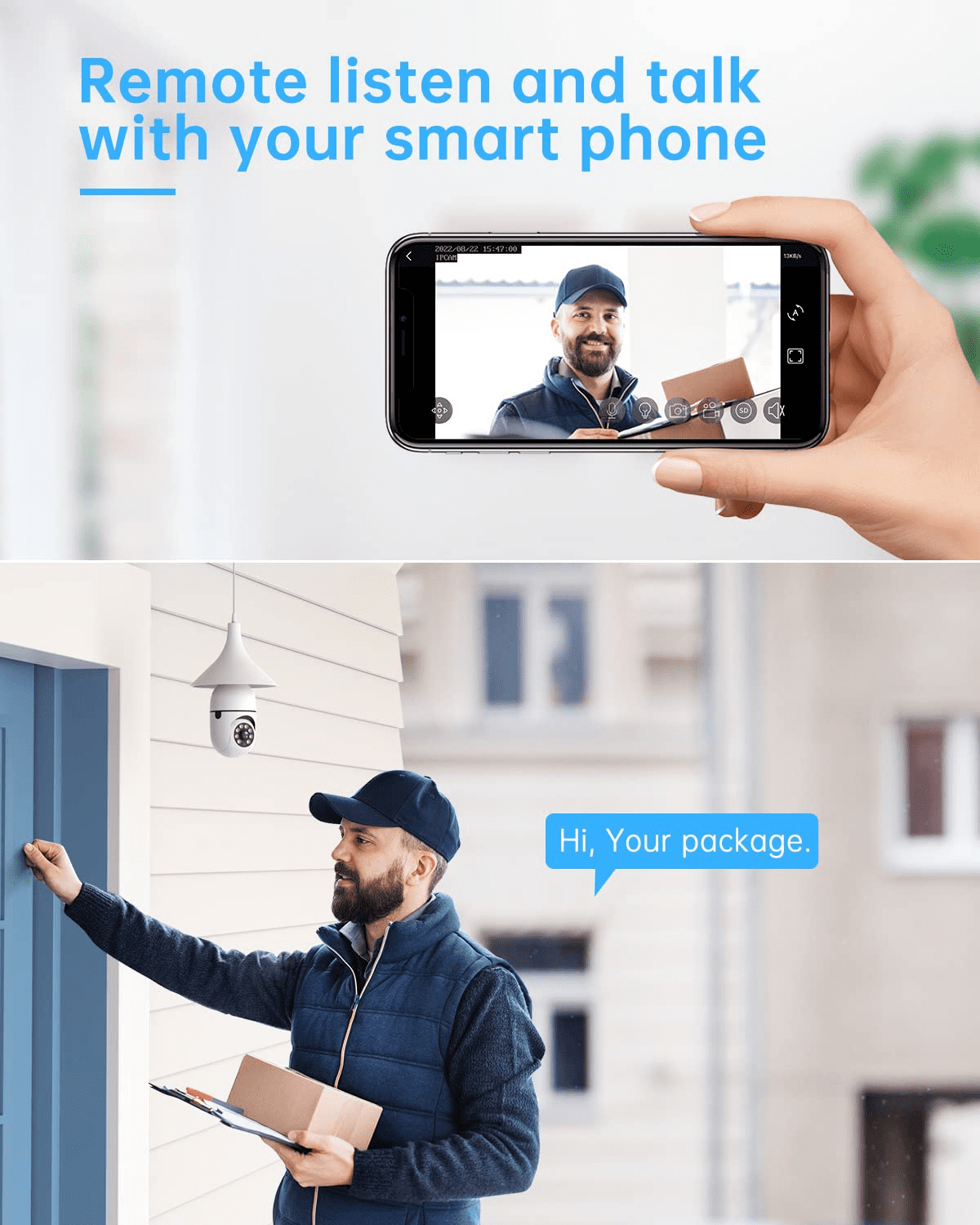Wifi Vidéo Sonnette Smart Home Sans Fil Sécurité Protection Caméra Anneau  Porte Bell Interphone Vision Nocturne Rechargeable Kement App