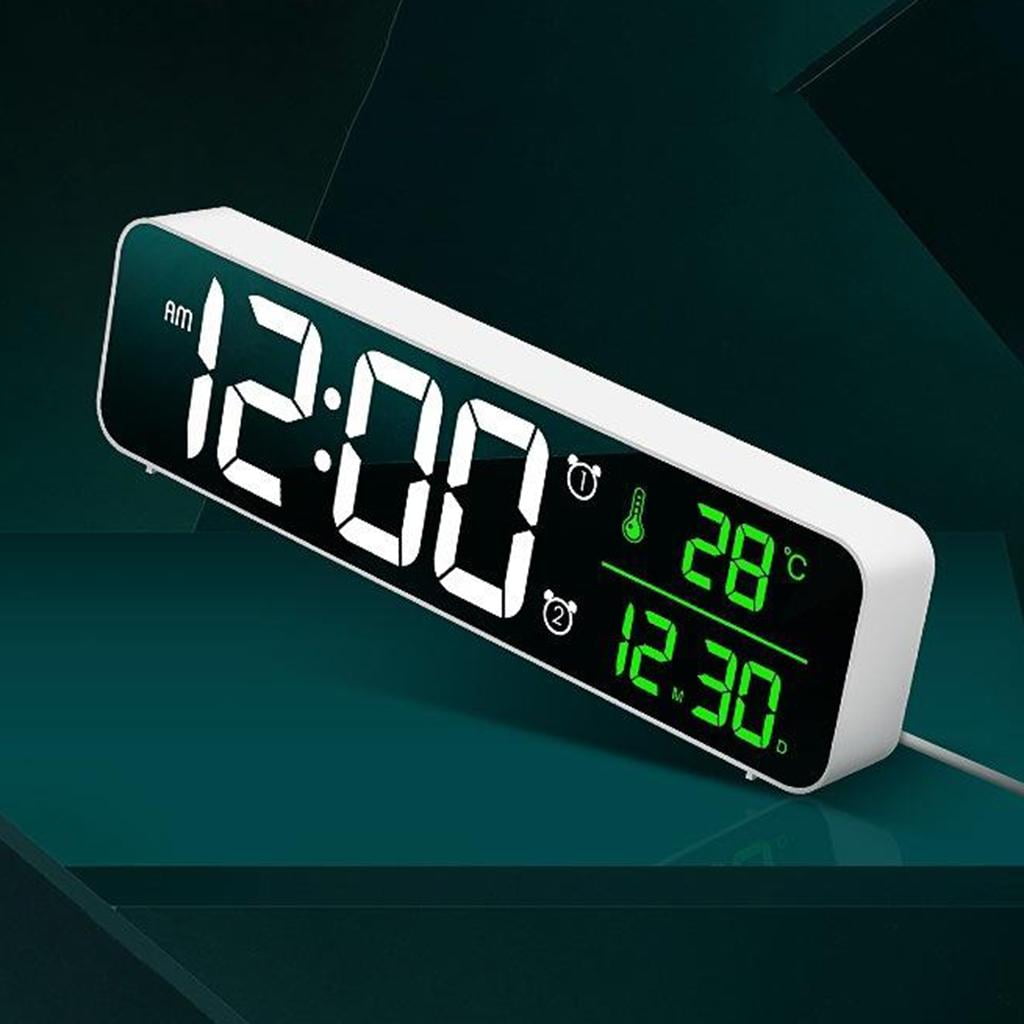 Axioma , Digital Desk Clock with Large LCD Screen Calendar for The , Repeating Snooze , white 2