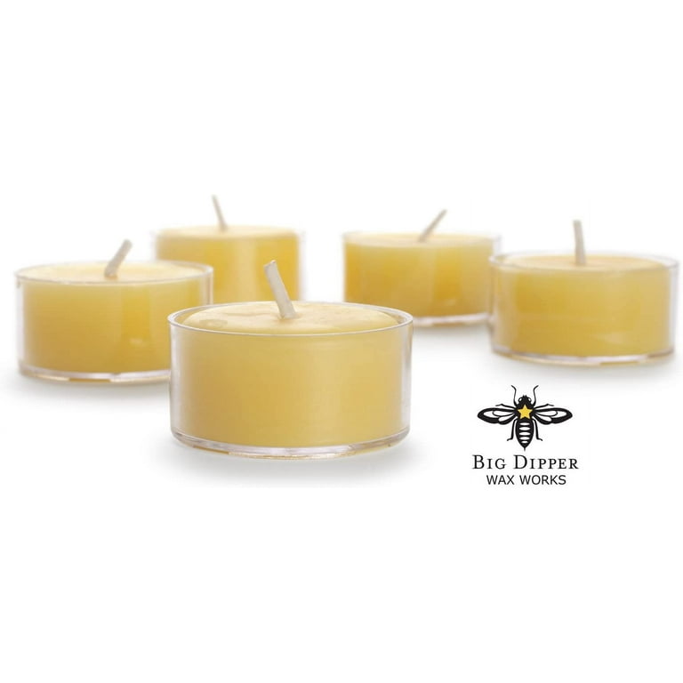 CANDWAX Pure Beeswax Tealight Candles Set of 24 - Handmade Honey Yellow  Beeswax Candles Burns for 3,5 Hours - Smokeless Pure Bees Wax Home Decor