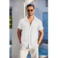 thumbnail image 2 of Camisa de lino de manga corta casual para hombre COOFANDY, blanca, 2 of 6