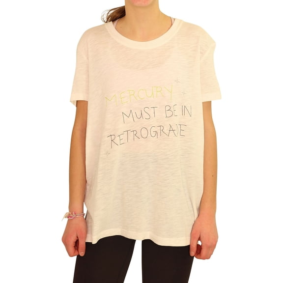 P.J. Salvage Womens Mercury Must Be In Pajama Sleep T-shirt, Off-White, Small