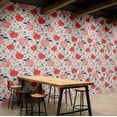 thumbnail image 2 of S4Sassy Pomegranate Floral Wallpaper- Commercial Space Wall Covering, 25" x 240" Self-Adhesive Vinyl Wall Paper, Decorative Walls Wrap, Easy DIY Walls Covering For Retail, Office Spaces- Red, 2 of 8