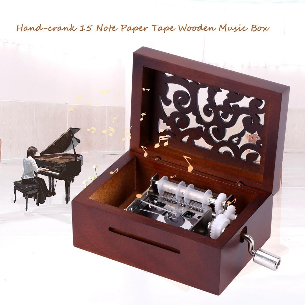 Rdeghly DIY Wooden 15 Note Handcranked Tape Music Box Brithday Gift