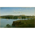 thumbnail image 2 of Eugène von Guérard 14x10 Gold Ornate Wood Frame and Double Matted Museum Art Print Titled - Purrumbete from Across the Lake, 2 of 4