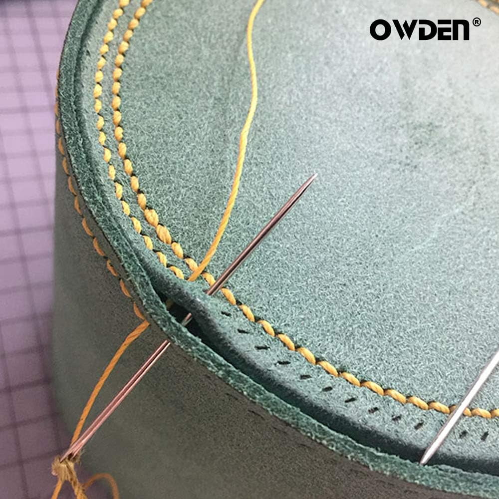 12Pcs Leather Hand Sewing Needles, Professional Small Eye Design for Leather Hand Stitching Needle. 2 Sizes and Each 6Pcs.