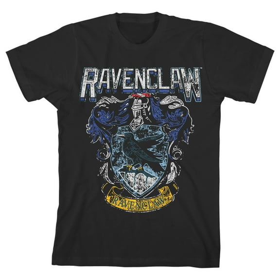 Harry Potter Ravenclaw Crest Grunge Boys Black T-shirt-XS