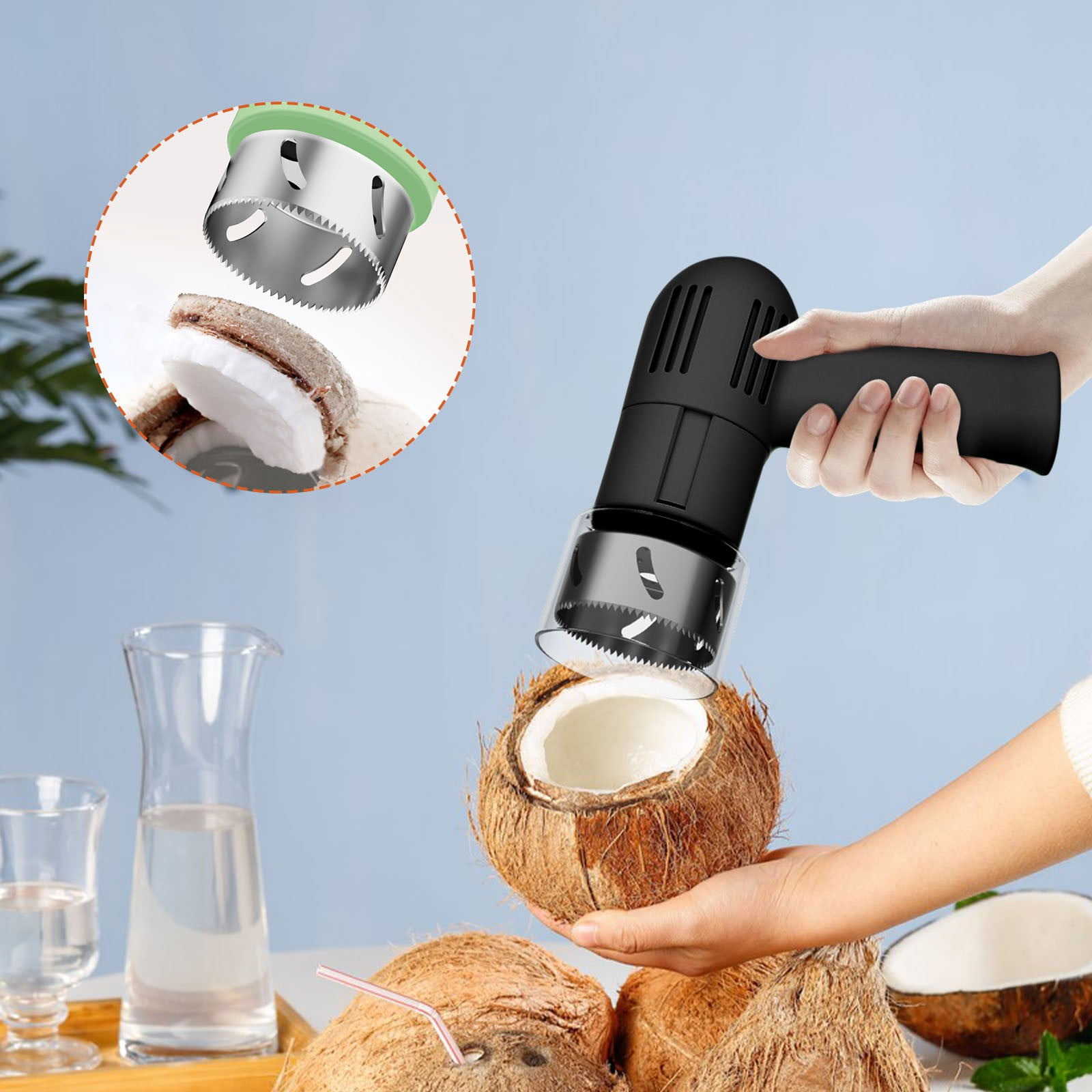 Coconut Opener,Coconut Bottle Opener,Water Opener Tool,Comfortable & Easy to Open,Stainless Steel Coconuts Remover,Ergonomic Design,Compact & Portable,Perfect for Outdoor Activities,Home Decor