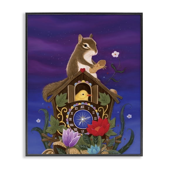 Stupell Industries Eclectic Nighttime Snack Squirrel Black Framed Giclee Art, 11 x 14, by Gina Matarazzo