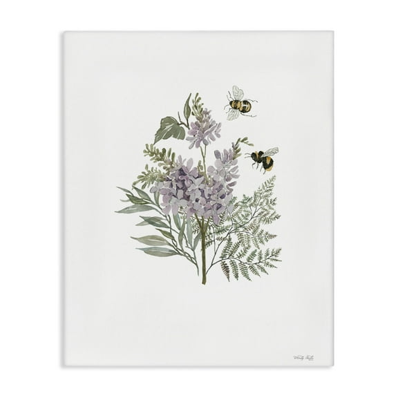 Stupell Industries Lilacs & Bumble Bees Animals & Insects Painting Gallery Wrapped Canvas Art Print Wall Art, 16 x 20