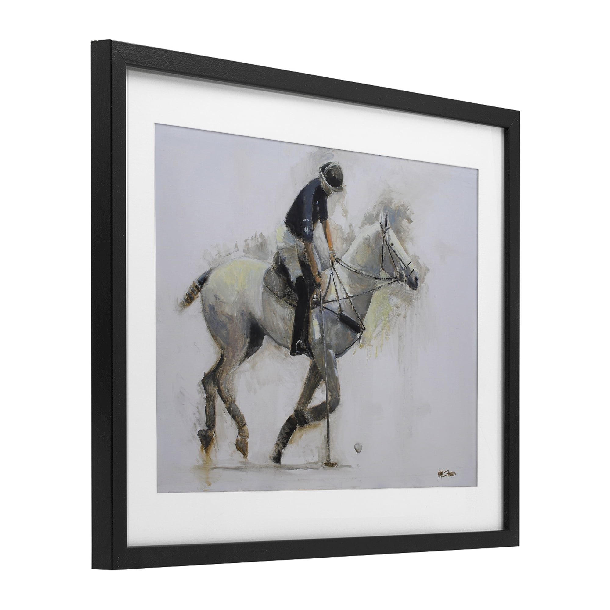 Stupell Industries Polo Rider in Motion Black Framed Print Under Glass, design by Jadei Graphics